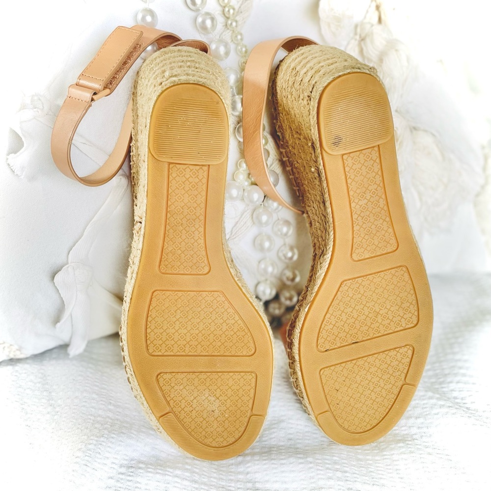 SOLD✨TORY BURCH | 8.5 / 9 | Bima Espadrille Leather Wedge Light Makeup 216 Nude - Picture 8 of 16